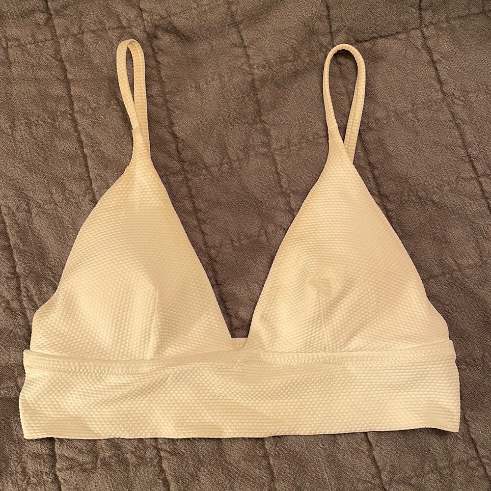 Aerie textured triangle bikini top with padding and adjustable straps